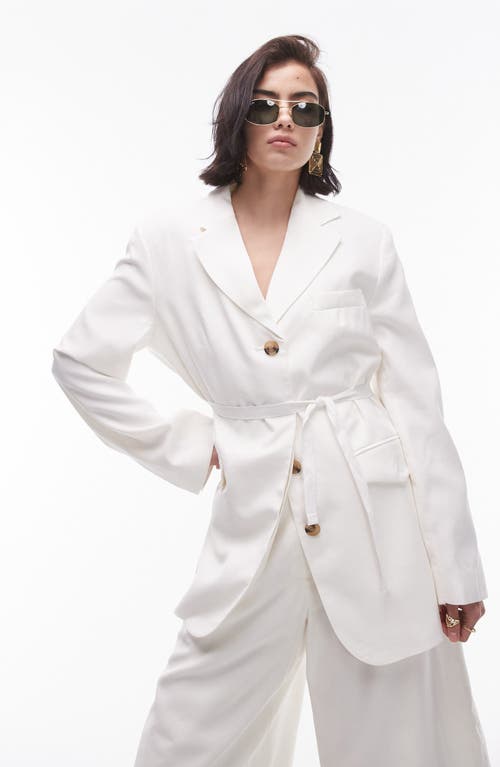 Shop Topshop Belted Slouchy Blazer In Cream