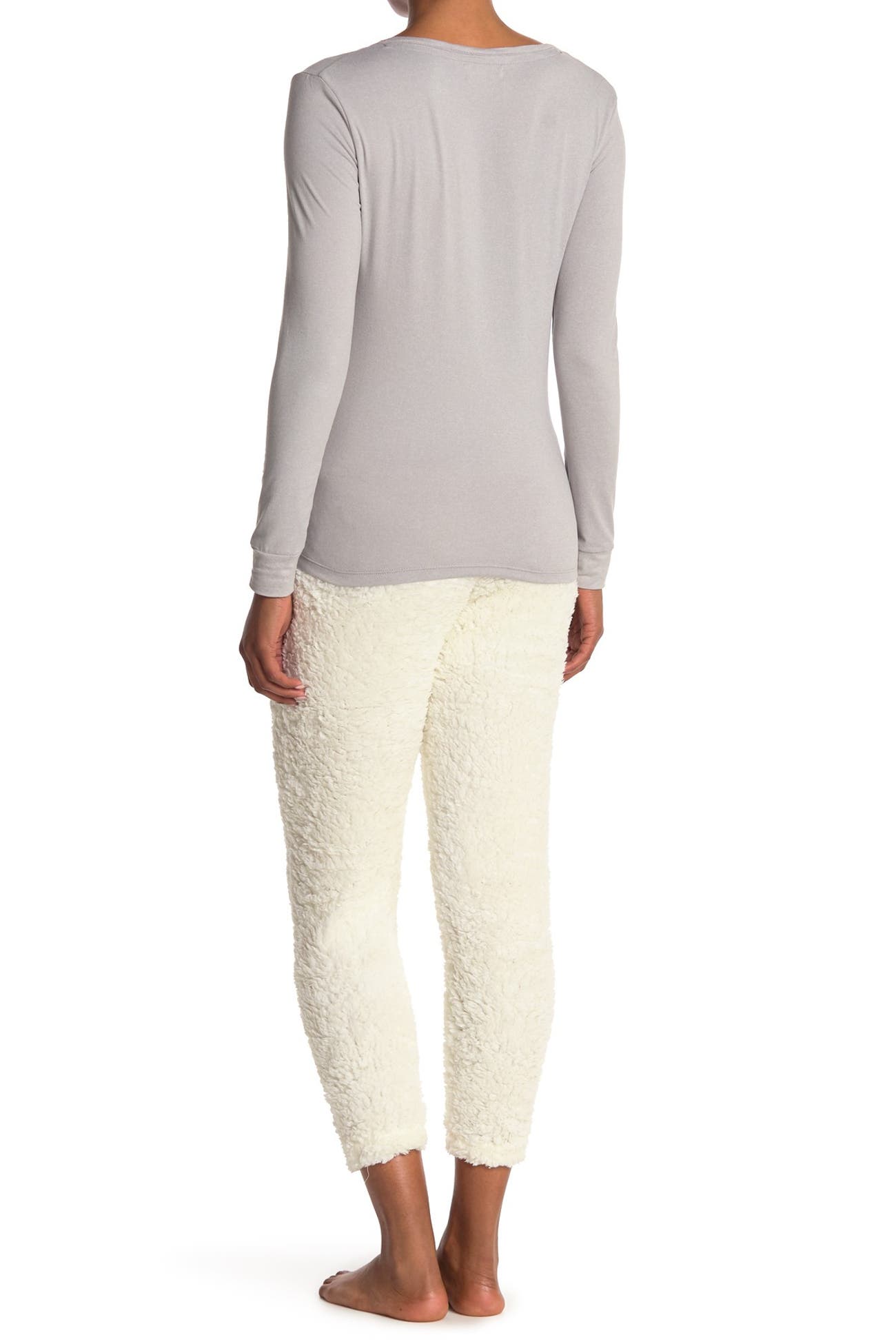 BEARPAW Henley & Faux Shearling Pant 2Piece Pajama Set Nordstrom Rack