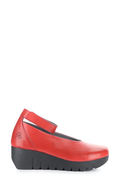 Shop Fly London Vily Ankle Strap Platform Wedge Pump In Red Burn