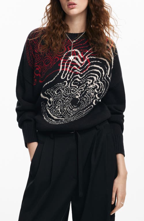 Shop Desigual Toulouse Lacroix Crewneck Graphic Sweater In Black