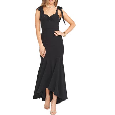 Show Me Your Mumu Barcelona Stretch Crepe Trumpet Gown, Black
