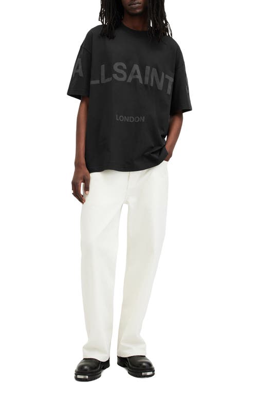 Allsaints Mens Jet Black Biggy Logo-print Relaxed-fit Organic-cotton T-shirt In Jet Black