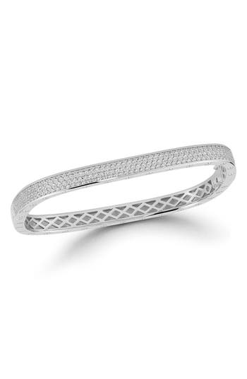 Shop Chloe & Madison Chloe And Madison Pavé Cz Square Bangle Bracelet In Silver