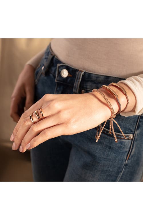 Monica Vinader Engravable Linear Friendship Bracelet In Rose Gold/black
