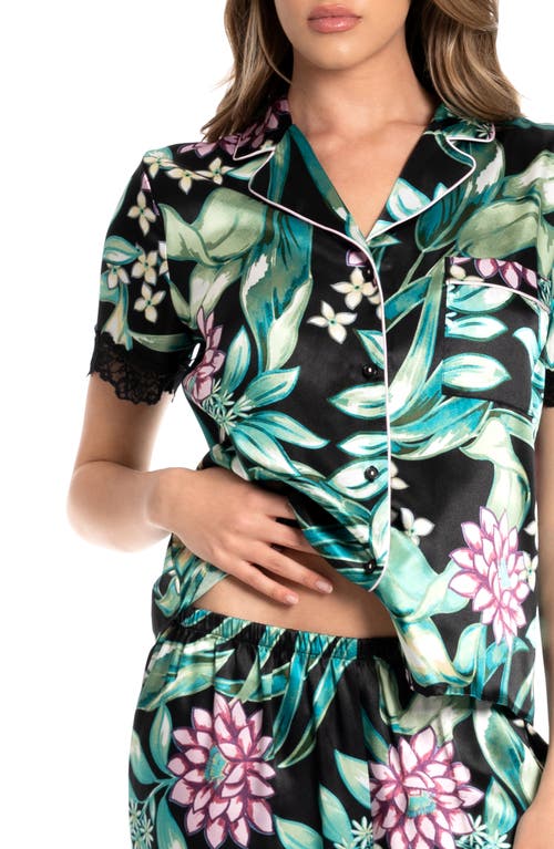 In Bloom By Jonquil Adeline Lace Trim Crop Pajamas In Black