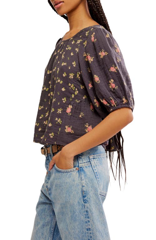 Shop Free People Chloe Mixed Print Back Cutout Top In Washed Black Combo