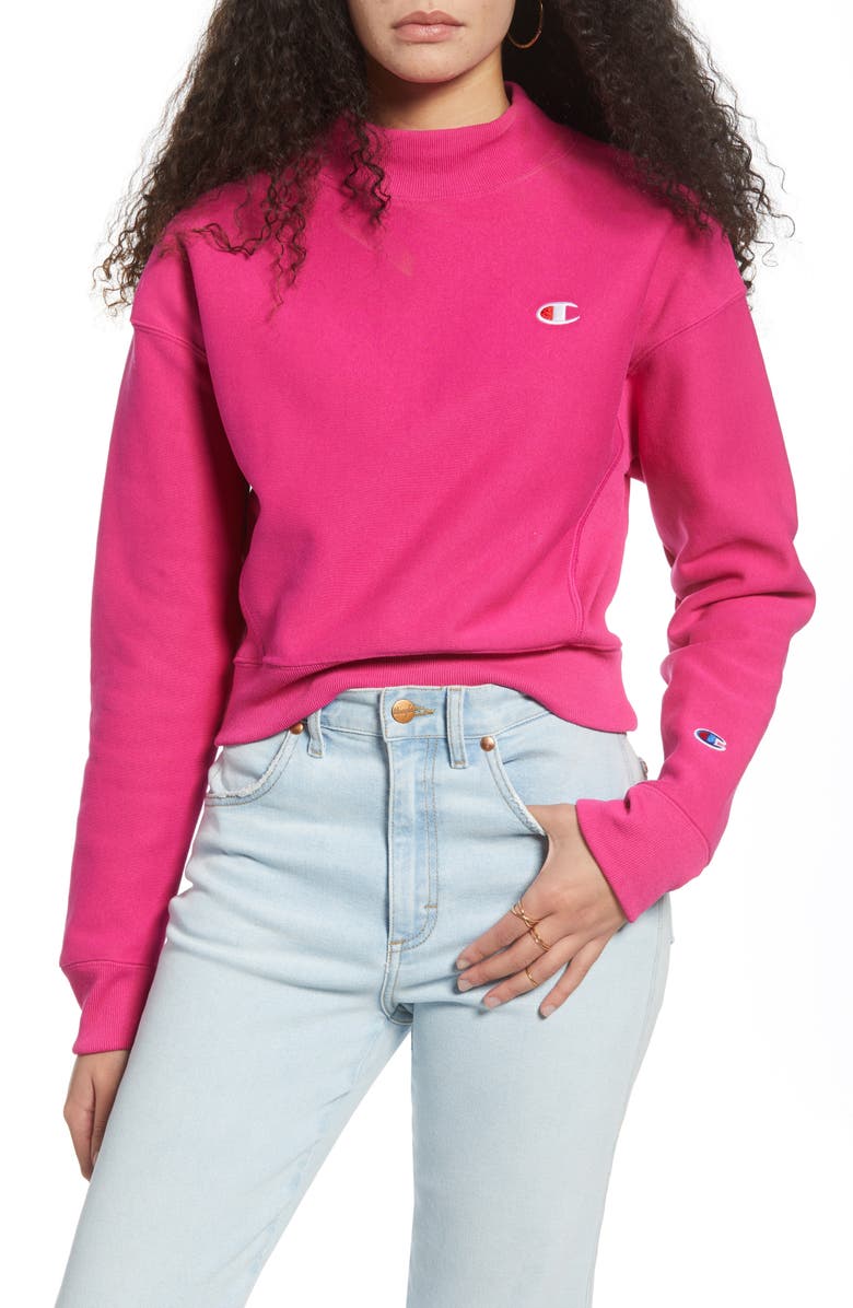 Champion mock neck reverse panel crop sweatshirt Outlet