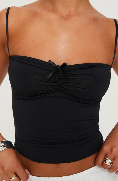 Princess Polly Vihaan Ruched Crop Camisole In Black