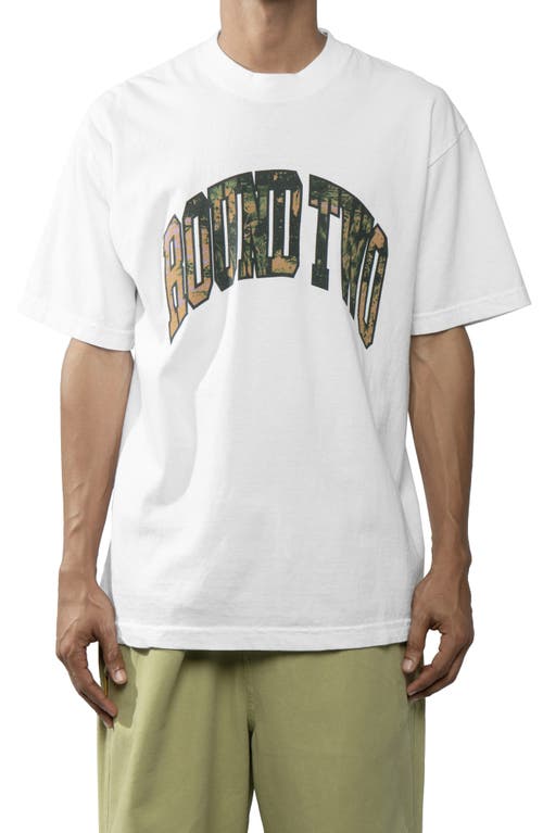 Shop Round Two Collegiate Cotton Graphic T-shirt In White