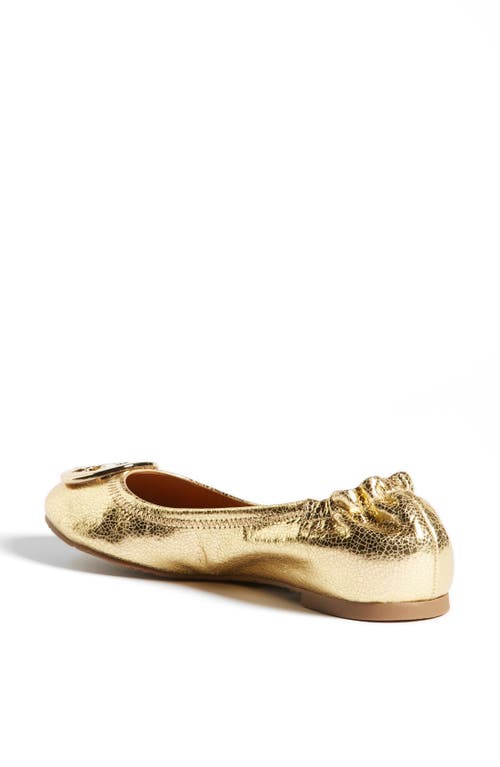 Shop Tory Burch 'reva' Flat In Gold/gold