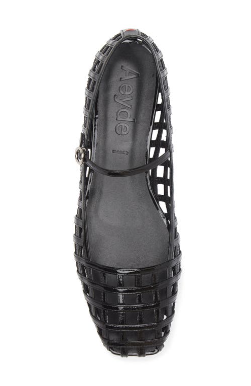 Aeyde Uma Caged Cut-out Patent-leather Mary Jane Ballet Flats In Black