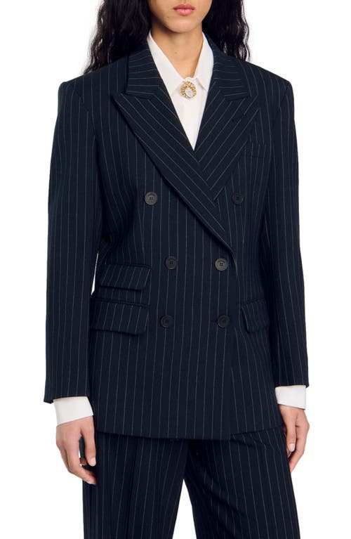 Sandro Courbevoie Striped Blazer In Black