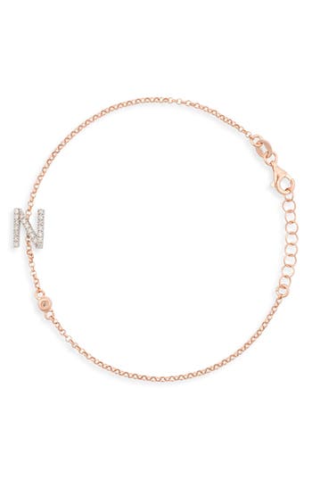 Meshmerise Diamond Initial Bezel Bracelet In Rose-n