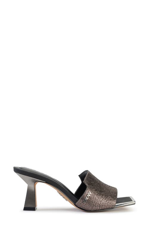 Shop Dkny Kailyn Lizard Embossed Sandal In Pewter