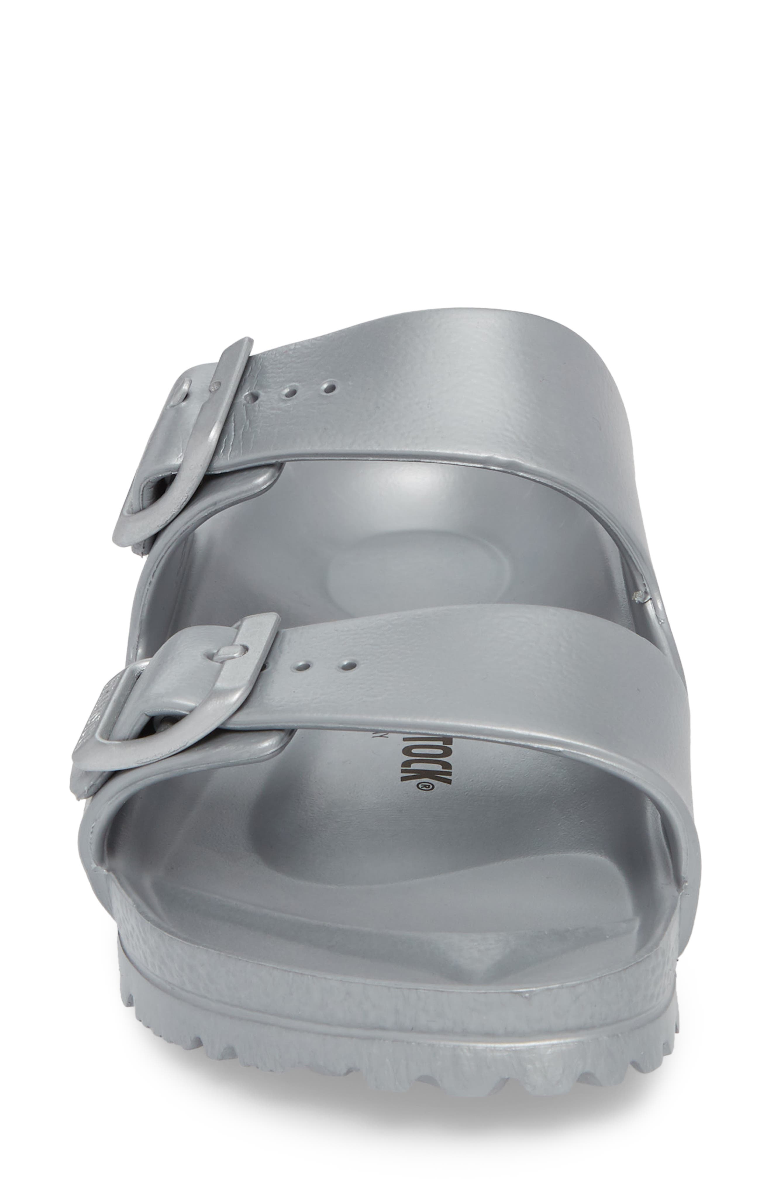 silver birkenstocks rubber