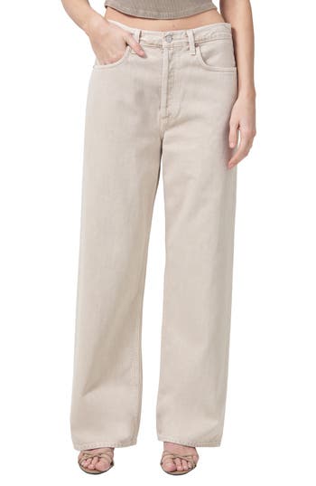 Shop Agolde Low Slung Baggy Organic Cotton Jeans In Tusk