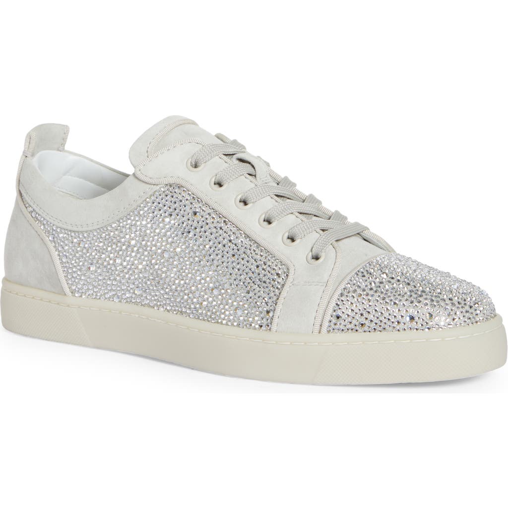 Christian Louboutin Louis Junior Crystal Embellished Sneaker In F668-albatre/cry Argent Flare