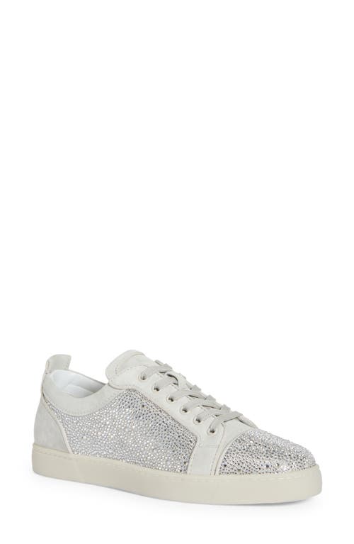 Christian Louboutin Louis Junior Crystal Embellished Sneaker F668-Albatre/Cry Argent Flare at Nordstrom,