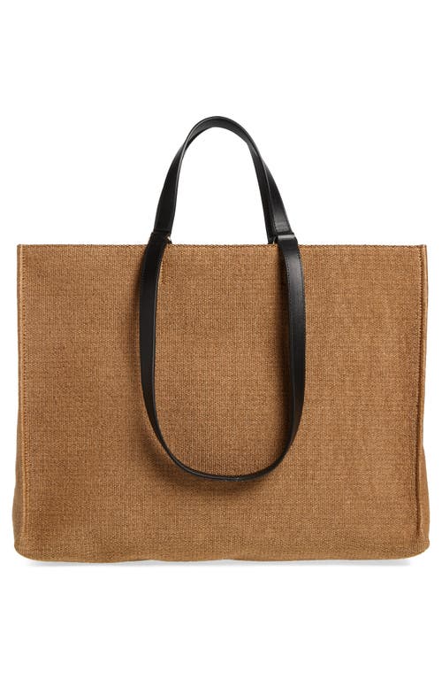 Shop Ferragamo Signature Canvas Tote In Brown/nero