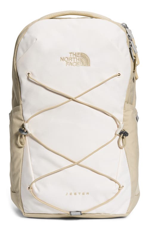 The North Face Jester Water Repellent Backpack In Gravel/gardenia White