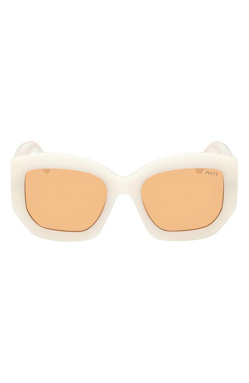 Pucci Women's White & Amber Brown Geometric Sunglasses In Ivory/gold/orange Lenses
