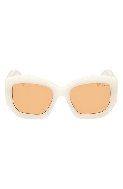 Emilio Pucci 54mm Geometric Sunglasses in Ivory/Gold /Orange Lenses 