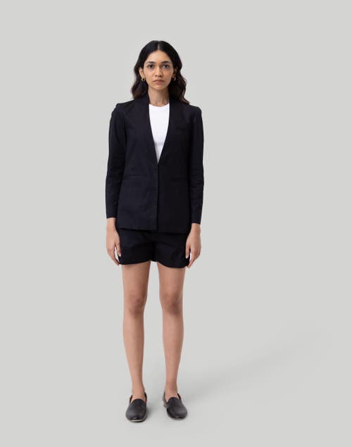 Shop Reistor Organic Cotton Collarless Summer Blazer In Black