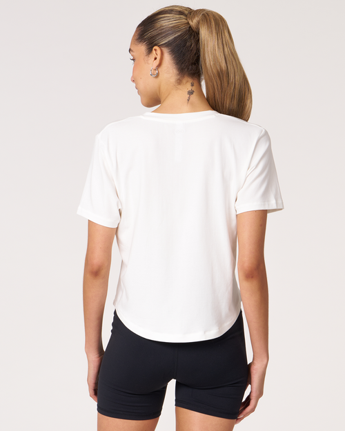 Rebody Active Rebody Essentials V Neck Short Sleeve Top In White