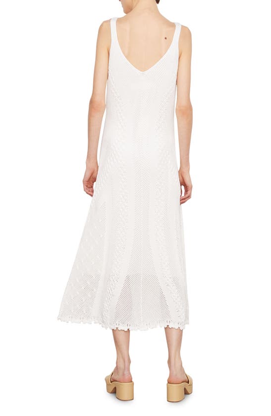 Vince Sleeveless Macrame Sweater Midi Dress In Gesso
