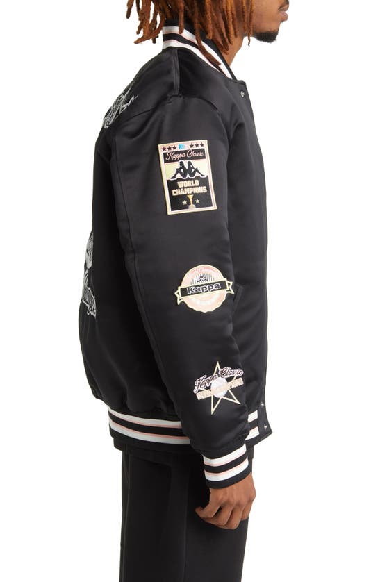 Shop Kappa Jasper Embroidered Logo Patch Bomber Jacket In Jet Black