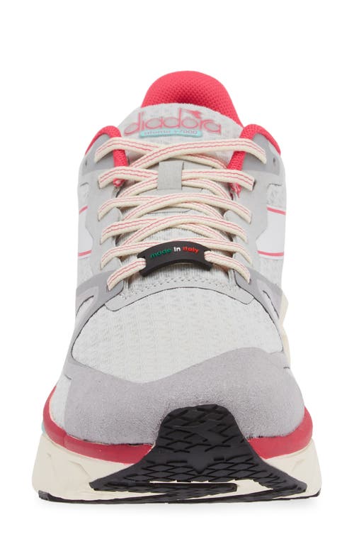 Diadora Atomo V7000 Running Shoe In Silver/white/rubine Red