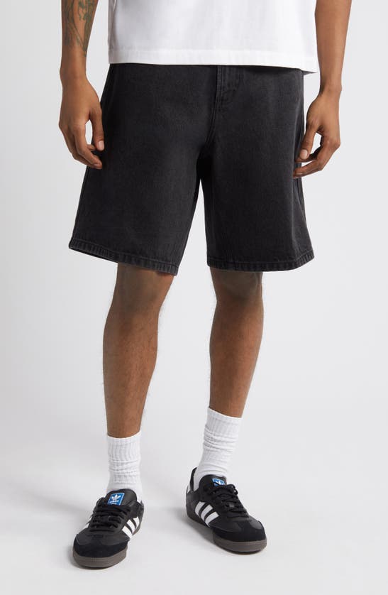 Obey Bigwig Baggy Denim Shorts In Faded Black