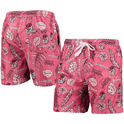 Men's Wes & Willy Red Georgia Bulldogs Vintage Floral Swim Trunks