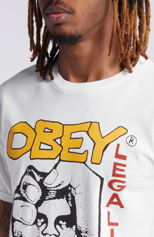 Shop Obey Legalize It Cotton Graphic T-shirt In Pigment Vintage White