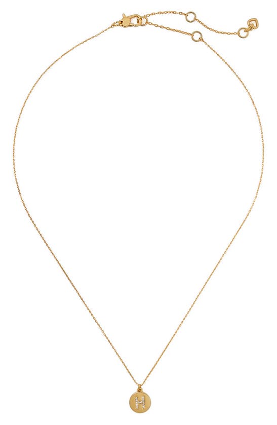 Kate Spade Pavé Mini Initial Pendant Necklace In Clear/ Gold H