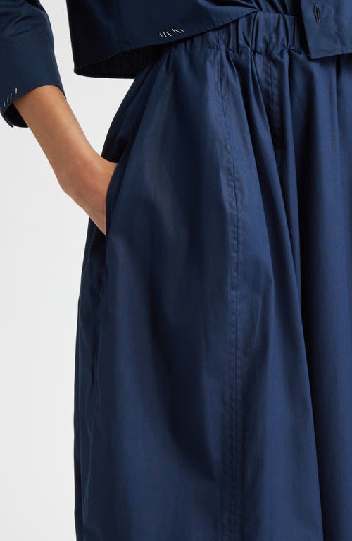 Shop Marni Organic Cotton Poplin Midi Skirt In Light Navy