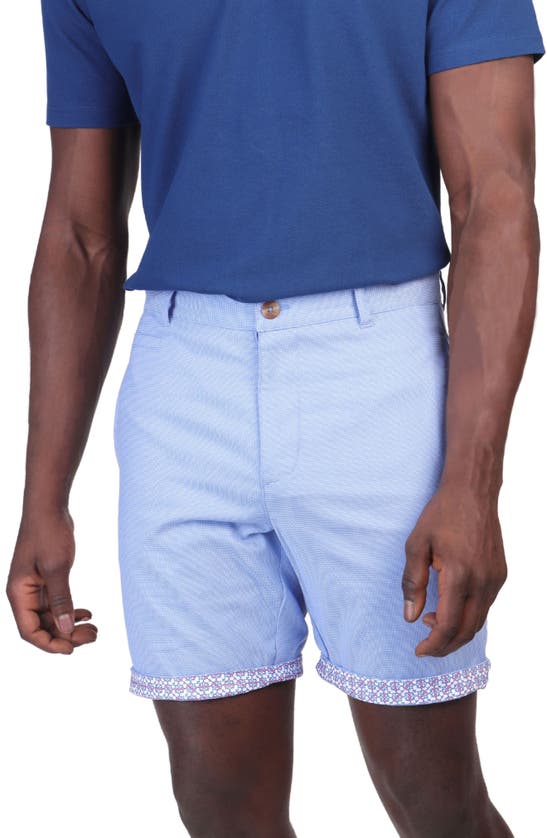 Shop Tailorbyrd Textured Dobby Chino Shorts In Blue Byrd