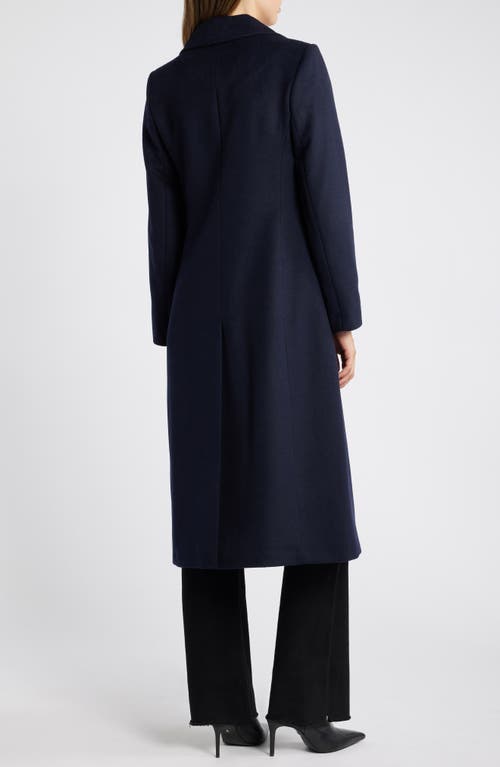 Shop Sam Edelman Single Breasted Wool Blend Reefer Coat In Navy