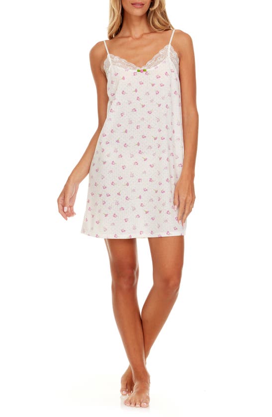 Shop Flora Nikrooz Brittany Floral Pointelle Knit Chemise In Ivory
