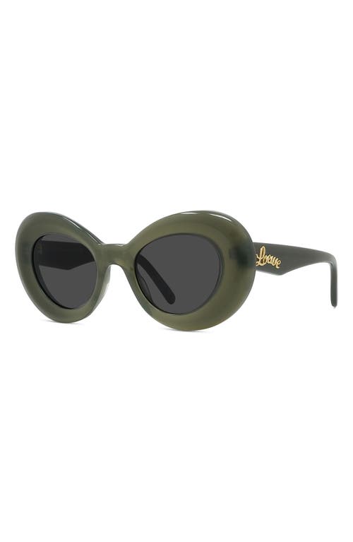 Shop Loewe Curvy 47mm Butterfly Sunglasses In Shiny Dark Green/smoke