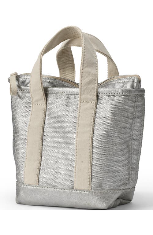 Shop Lands' End Open Top Canvas Tote Bag In Silver Metallic