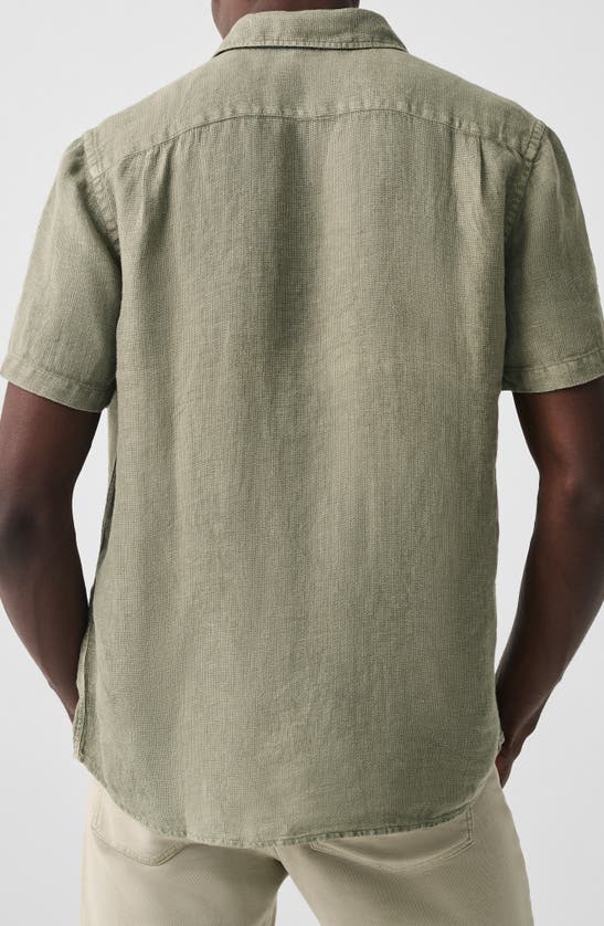 Shop Faherty Laguna Short Sleeve Linen Button-up Shirt In Canyon Olive