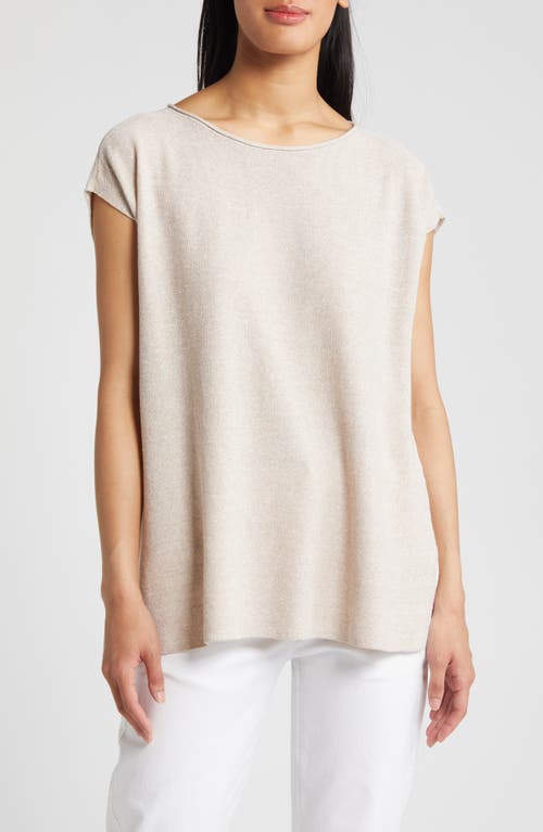 Eileen Fisher Bateau Neck Sleeveless Organic Linen & Cotton Tunic Sweater Wheat at Nordstrom,