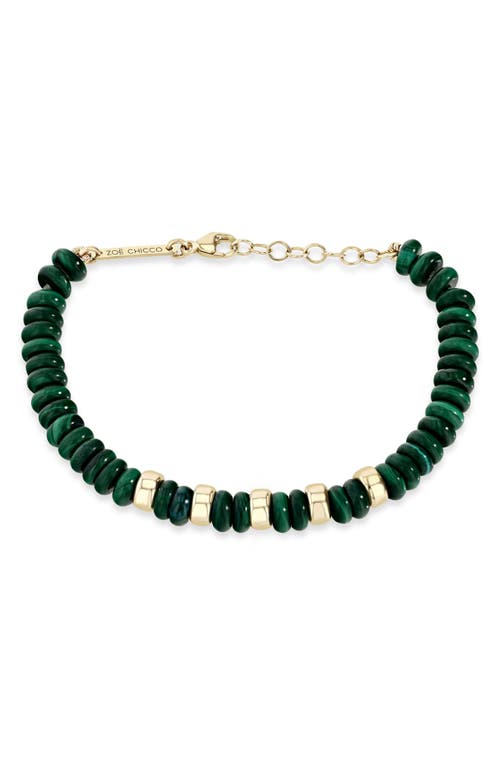 Zoë Chicco Malachite Beaded Bracelet In 14k Yellow Gold