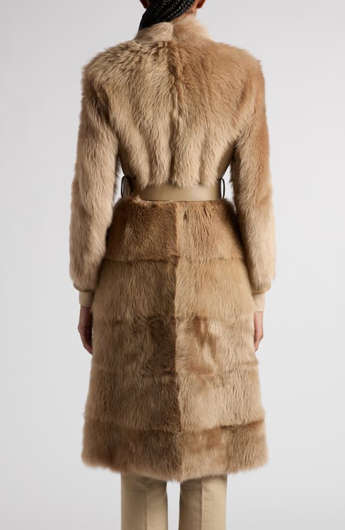 Shop Tom Ford Soft Shearling & Leather Belted Coat In Jb020 Honey Beige