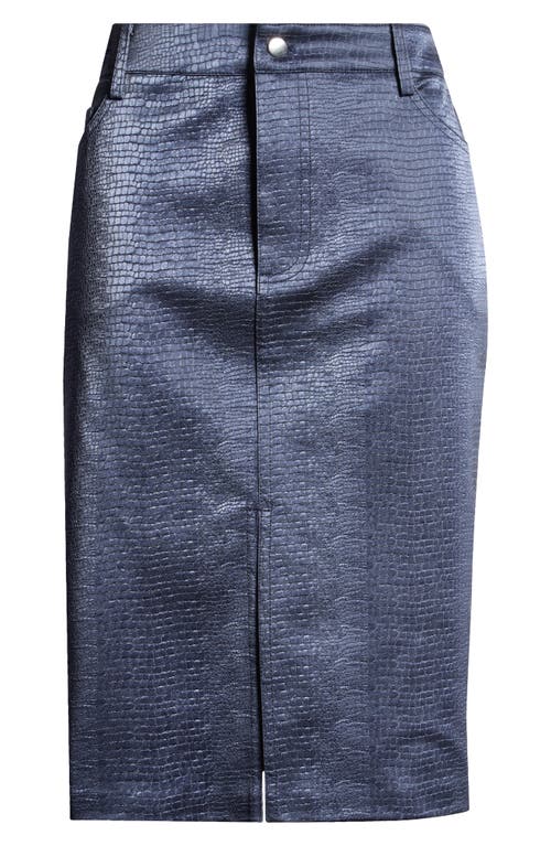 Shop Wayf Camille Embossed Faux Leather Skirt In Navy