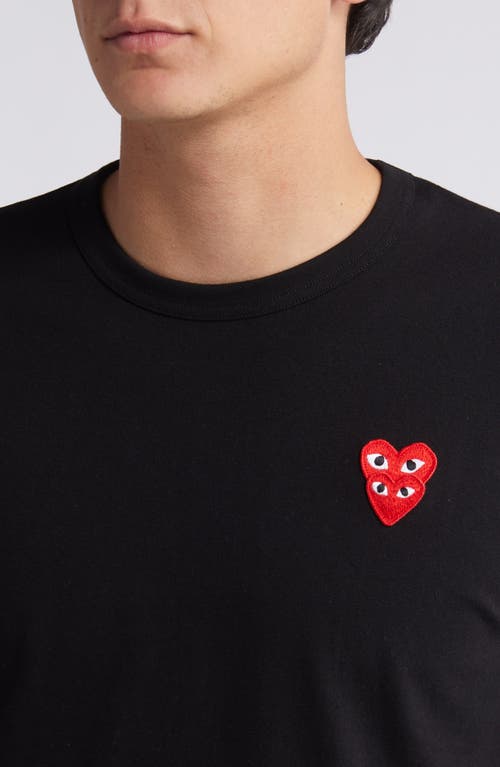 Shop Comme Des Garçons Play Overlapping Heart Long Sleeve T-shirt In Black