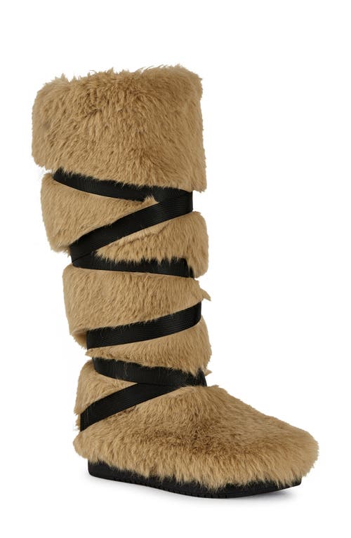 Shop Azalea Wang Tzila Faux Fur Knee High Boot In Tan