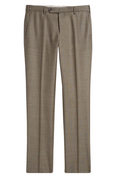 Stretch Brown Sharkskin Dress Pants