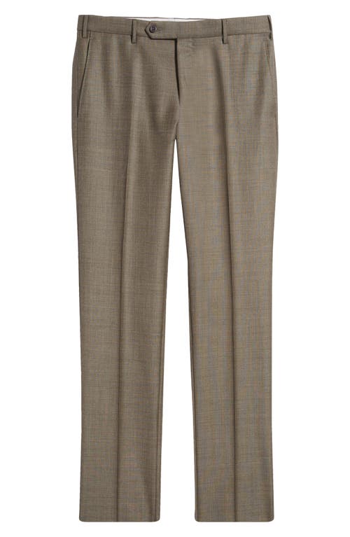 Parker Classic Wool Sharkskin Dress Pants in Medium Brown